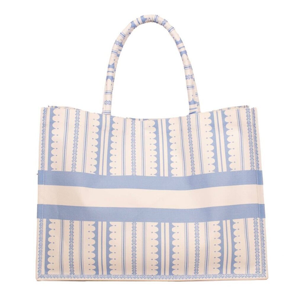 Chantilly Classic Tote White/Blue 19x14x7.5